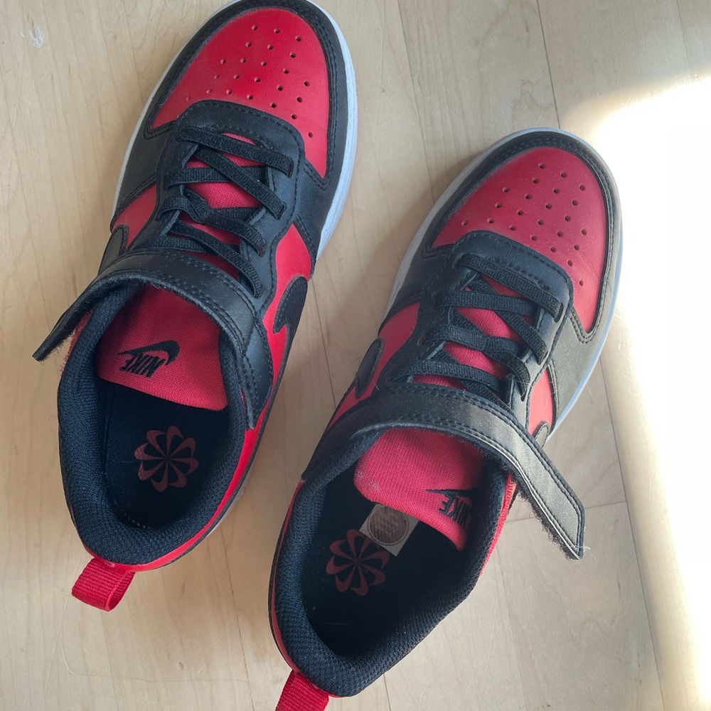 Nike Red and Black Sneakers with Low-Top Design
